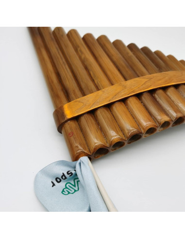 Flauta Pan 15 Tubos Marrón Clave G Afinable Instrumento