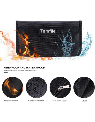 Bolsa Faraday Tamfile a Prueba de Fuego 21.5x11.4cm Negra