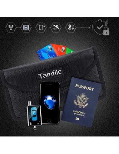 Bolsa Faraday Tamfile a Prueba de Fuego 21.5x11.4cm Negra