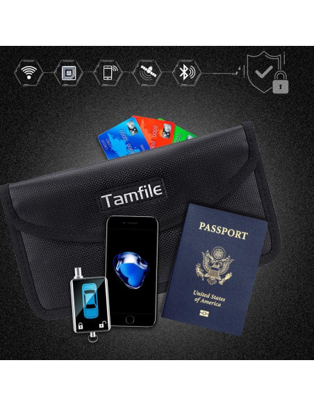 Bolsa Faraday Tamfile a Prueba de Fuego 21.5x11.4cm Negra