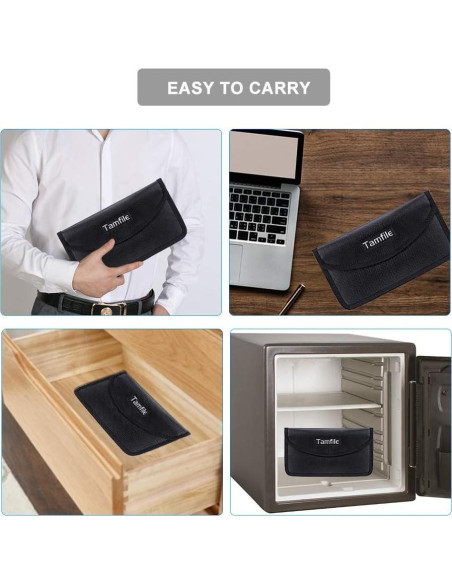 Bolsa Faraday Tamfile a Prueba de Fuego 21.5x11.4cm Negra