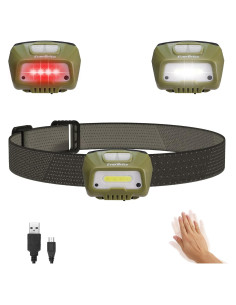 Linterna Frontal LED EverBrite Verde Recargable 6 Modos