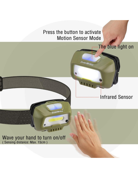 Linterna Frontal LED EverBrite Verde Recargable 6 Modos Linterna Frontal LED EverBrite Verde Recargable 6 Modos