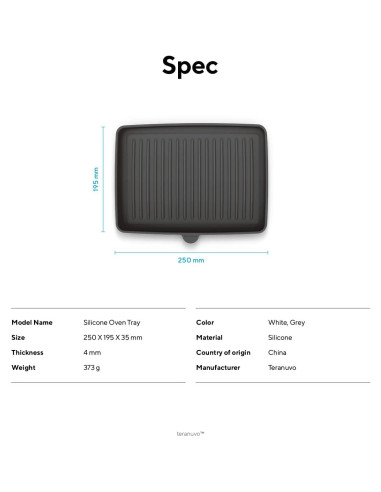 Bandeja de silicona Teranuvo para BALMUDA The Toaster Gris