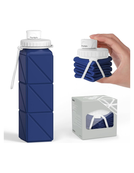 Botella de Agua Plegable Popdigito 610ml Silicona a Prueba de Fugas