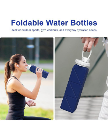 Botella de Agua Plegable Popdigito 610ml Silicona a Prueba de Fugas