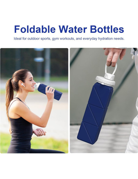 Botella de Agua Plegable Popdigito 610ml Silicona a Prueba de Fugas