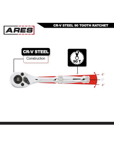 Juego de Carraca ARES 3 Piezas 90 Dientes Acero Cromo 2