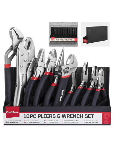 Juego de 10PC de Alicates CRAFTZONE con Estante de Almacenamiento
