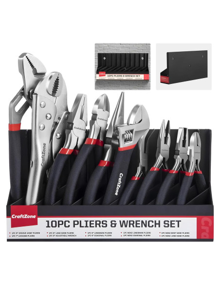 Juego de 10PC de Alicates CRAFTZONE con Estante de Almacenamiento