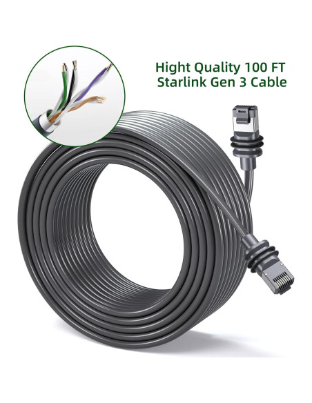 Cable de Reemplazo Koolertron Starlink Gen 3 30.48m Impermeable