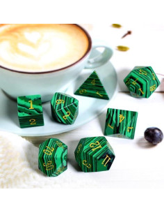 Set de Dados de Piedra de Malaquita 7 Pcs para D&D 2