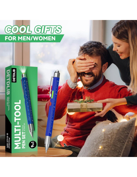 Bolígrafo Multitool 9 en 1 DETDLIB con Luz LED Azul