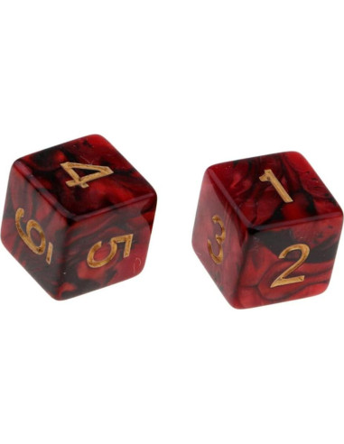 10 Dados Poliedricos D6 Acrílico 16mm Rojo Negro para RPG