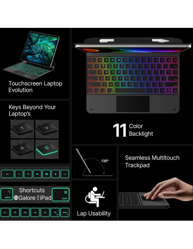 Funda Teclado Typecase para iPad Air 13 y Pro 12.9, Negro