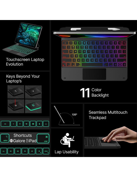 Funda Teclado Typecase para iPad Air 13 y Pro 12.9, Negro