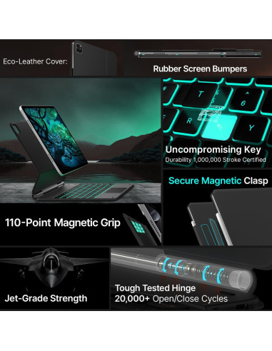 Funda Teclado Typecase para iPad Air 13 y Pro 12.9, Negro