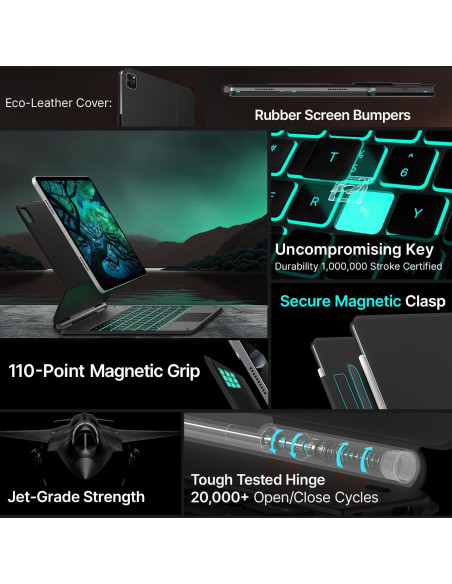 Funda Teclado Typecase para iPad Air 13 y Pro 12.9, Negro