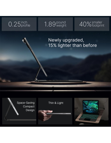 Funda Teclado Typecase para iPad Air 13 y Pro 12.9, Negro