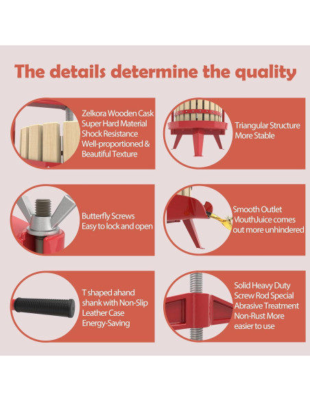 Prensa de Frutas SQUEEZE master - 12L - Barra en T - Rojo