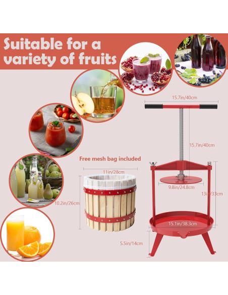 Prensa de Frutas SQUEEZE master - 12L - Barra en T - Rojo