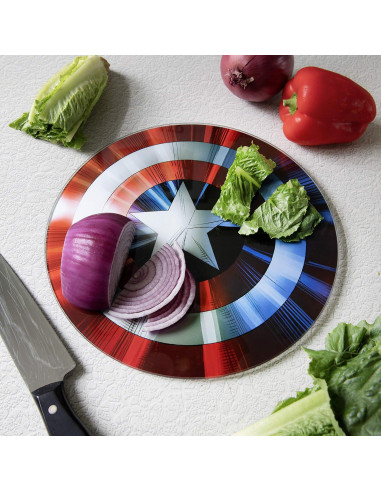 Tabla de Cortar Capitán América Marvel 29.85 cm Vidrio Templado