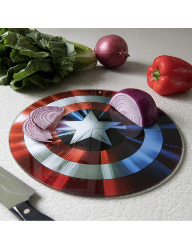 Tabla de Cortar Capitán América Marvel 29.85 cm Vidrio Templado