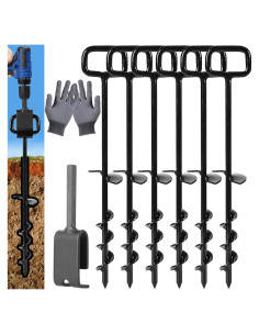 Estacas de Tierra Atornilladas Fulsuces 6PCS Adaptador Negro