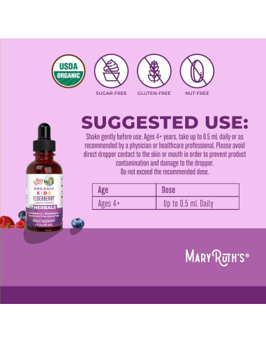 Gotas Líquidas de Saúco MaryRuth 29.57ml - Suplemento Infantil