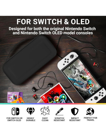 Funda Orzly para Nintendo Switch y Switch OLED - Negra