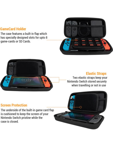 Funda Orzly para Nintendo Switch y Switch OLED - Negra