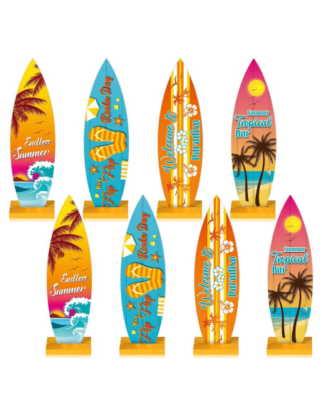 Decoraciones de Mesa Playa Blulu 8 Pcs Tabla Surf 21x6 cm