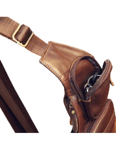 Mochila cruzada Hebetag de cuero para hombres y mujeres