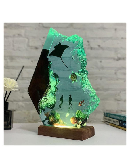 Lámpara de Mesa de Resina Oceánica Hecha a Mano USB Lámpara de Mesa de Resina Oceánica Hecha a Mano USB