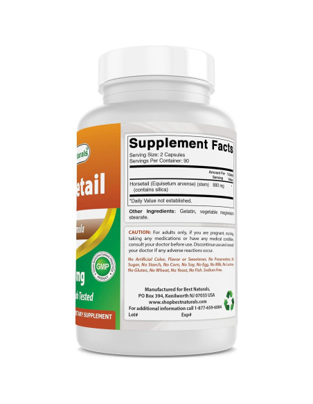 Cápsulas de Cola de Caballo 440 mg - 180 Unidades - Mejores Naturales