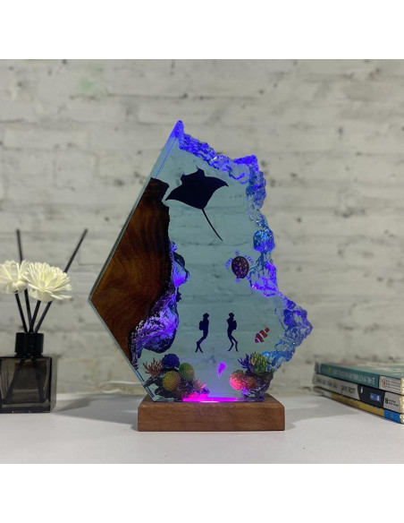 Lámpara de Mesa de Resina Oceánica Hecha a Mano USB Lámpara de Mesa de Resina Oceánica Hecha a Mano USB