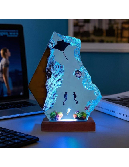 Lámpara de Mesa de Resina Oceánica Hecha a Mano USB Lámpara de Mesa de Resina Oceánica Hecha a Mano USB