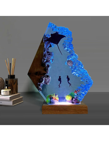 Lámpara de Mesa de Resina Oceánica Hecha a Mano USB Lámpara de Mesa de Resina Oceánica Hecha a Mano USB