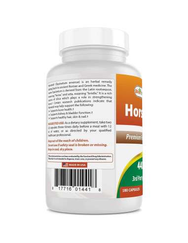 Cápsulas de Cola de Caballo 440 mg - 180 Unidades - Mejores Naturales
