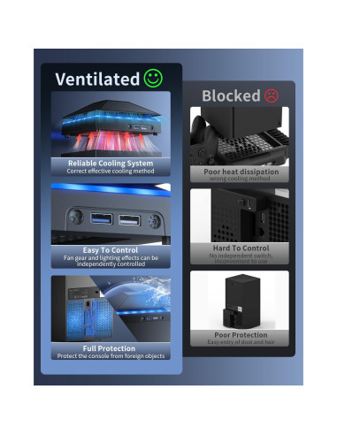 Ventilador de Enfriamiento MENEEA para Xbox Series X con Luz