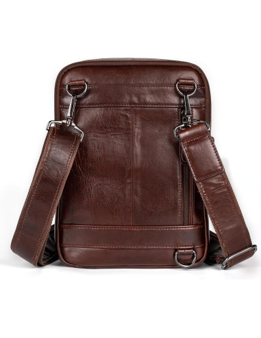 Bolsa Mensajera de Cuero Genuino para Hombre Marrón