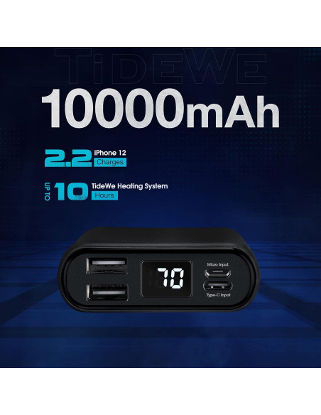 Batería Externa TIDEWE 10000mAh Cargador USB-C Doble Salida