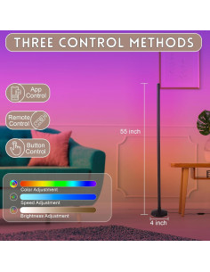 Lámpara de Pie LED RGB MYSFUL 125cm con Control Remoto 2