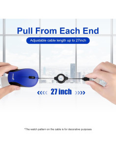 Ratón Mini USB C HXMJ Retráctil 1600 DPI Azul 2