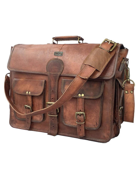 Bolsa de Mensajero de Cuero DHK 45.72cm Vintage para Laptop