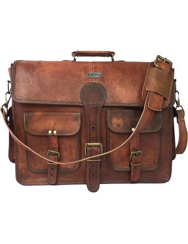 Bolsa de Mensajero de Cuero DHK 45.72cm Vintage para Laptop