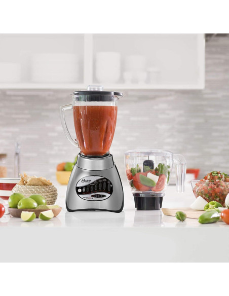 Licuadora Oster 16 Velocidades con Picadora y Jarra de Vidrio