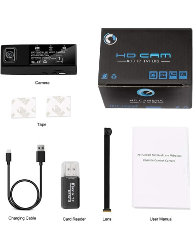 Mini Cámara Espía WiFi 1080P Portátil con Lente Extendida
