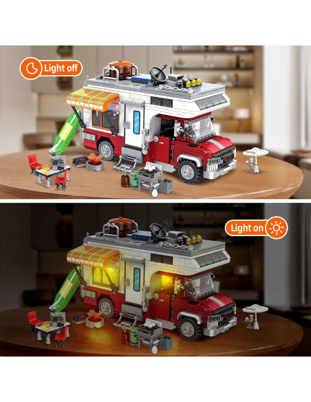 Juego de Construcción Camper Van Shantou 924 Piezas LED