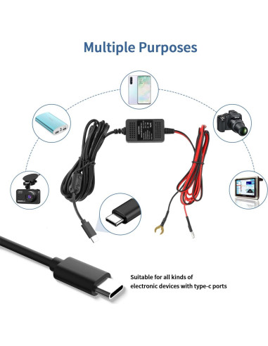 Kit de Cableado Duro USB Tipo C 12V-24V para Cámara
